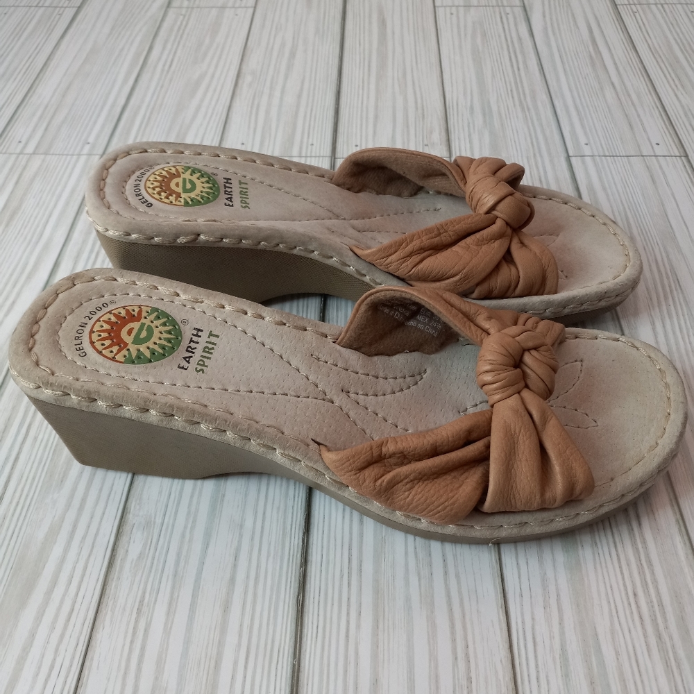 Earth Spirit Boho Leather Wedge Sandals - Picture 2 of 8